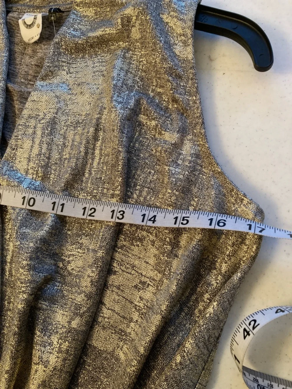 Anthropologie Metallic Taupe-Silver Draped Sleeveless Tank - Picture 6 of 7